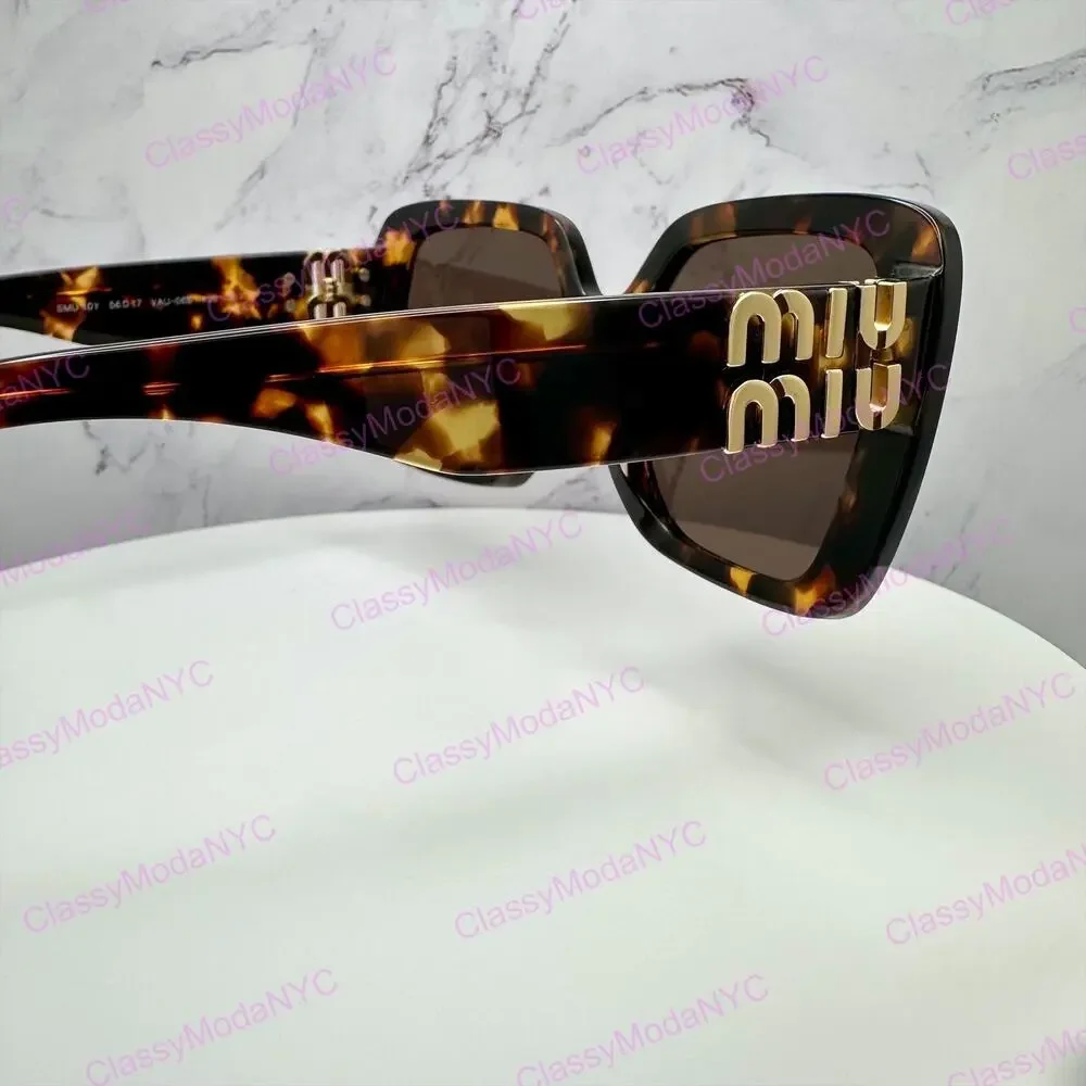 New MIU MIU Sunglasses Brown Square Gold Full Rim 56mm MIU MIU